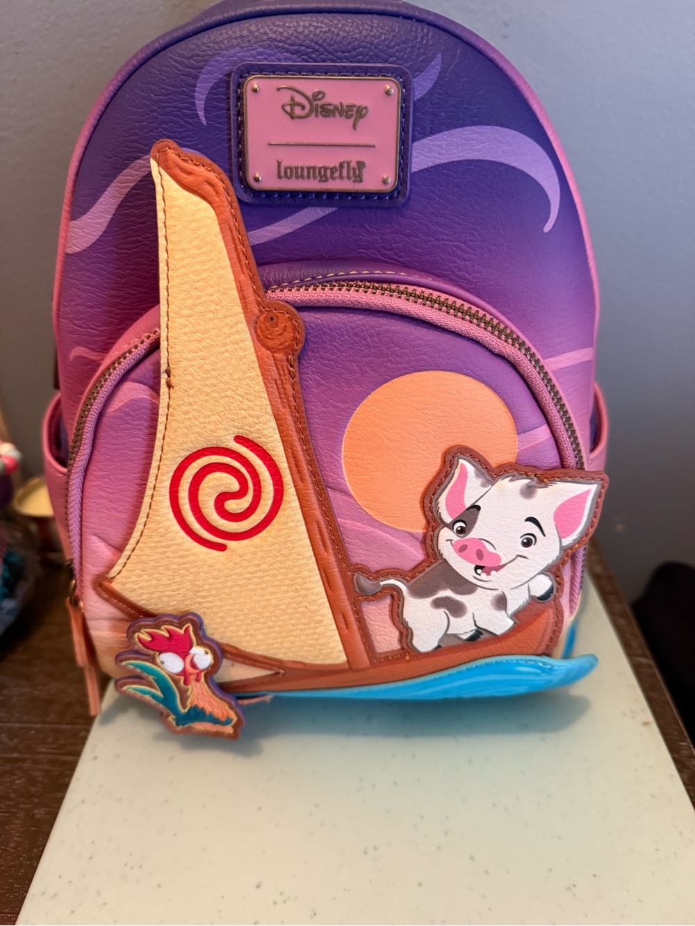 Loungefly Purple & Pink Moana Mini Backpack with Pua and Hei Hei